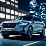 A sleek, futuristic SUV glides through a city at night, its luxurious design and powerful engine redefining the concept of comfort and speed